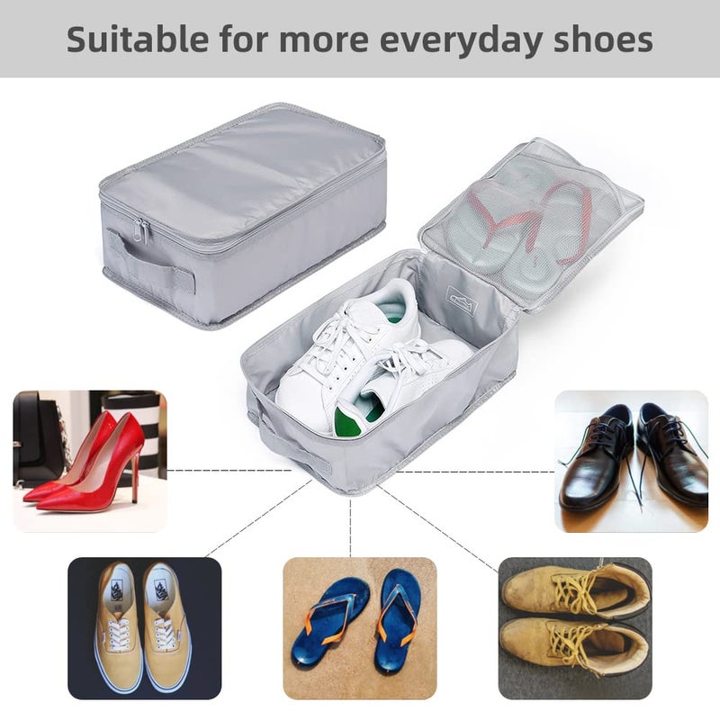 JJ POWER Travel Shoe Bags, Foldable Waterproof Shoe Pouches Organizer-Double Layer (6 Grey Shoe Bags) - Image 2